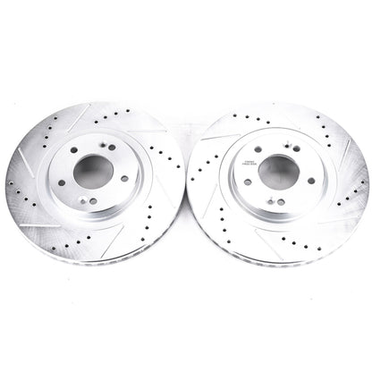 Power Stop 13-18 Hyundai Santa Fe Sport Front Evolution Drilled & Slotted Rotors - Pair PowerStop