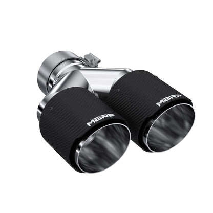 MBRP 3in ID / Dual 4in OD Out Staggered L 9.37in / R 9.87in Dual Wall Carbon Fiber Univ Exhaust Tip MBRP