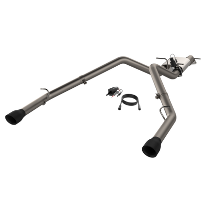QTP 19-20 Ram 1500 304SS Screamer Cat-Back Exhaust Rear Split Exit w/4.5in Black Tips QTP