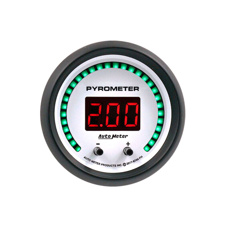 Autometer 52.4mm White Two Channel 0-2000 Degree Pyrometer (EGT) Phantom Elite Digital Gauge 6744-PH