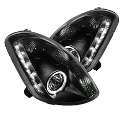 Spyder Infiniti G35 03-04 4DR Projector Halogen - LED Halo DRL Blk High H4 PRO-YD-IG35034D-DRL-BK SPYDER