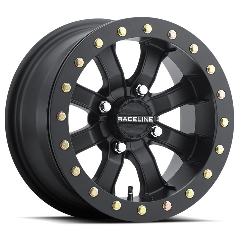 Raceline A71B Mamba 14x10in / 4x156 BP / 0mm Offset / 132.5mm Bore - Satin Black Beadlock Wheel