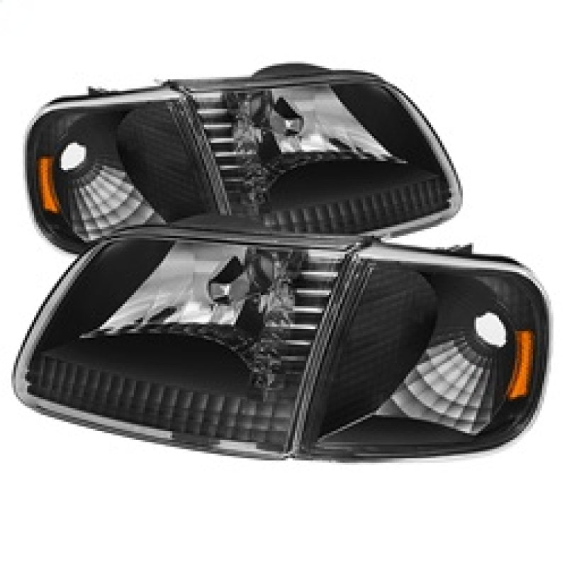 Xtune Ford F150 97-03 / Expedition 97-02 Crystal Headlights w/Corner Black HD-JH-FF15097-SET-AM-BK SPYDER