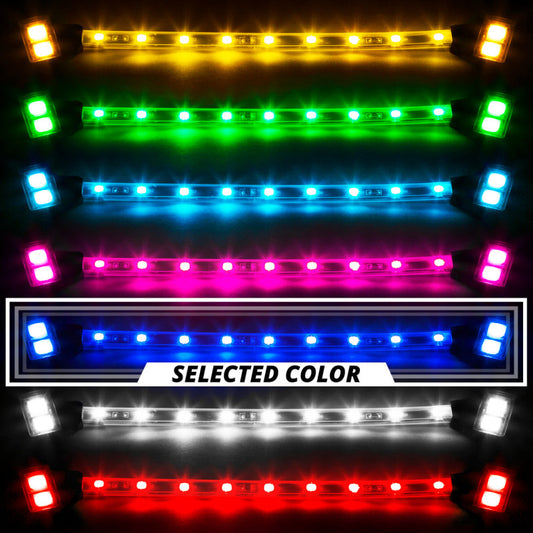 XKGlow Blue - 8xPod + 2x8"Strips Single Color XKGlow LED Accent Light Motorcycle Kit - 10 Piece - Part XK034001-B