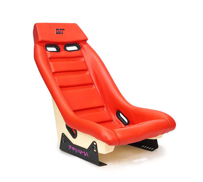 NRG GT Retro Bucket Seat - Red PVC Leather Red Stitching Off-White Fiberglass Back - PRI-100RD-STARDUST