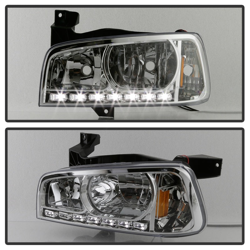 Xtune Dodge Charger 06-10 1Pc LED Crystal Headlights Chrome HD-ON-DCH05-1PC-LED-C SPYDER