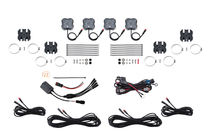Diode Dynamics Stage Series SXS Rock Light Installer Kit, RGBW M8 w/Controller (4-pack) Diode Dynamics