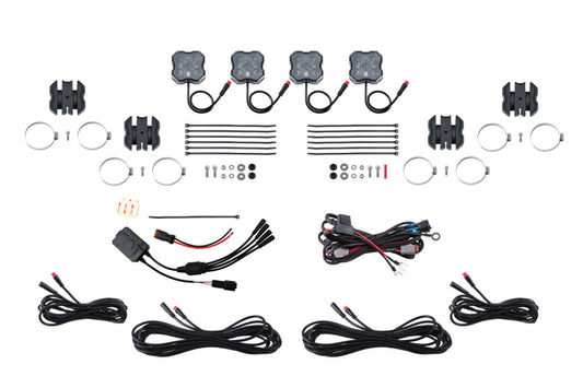 Diode Dynamics Stage Series SXS Rock Light Installer Kit, RGBW M8 w/Controller (4-pack) Diode Dynamics