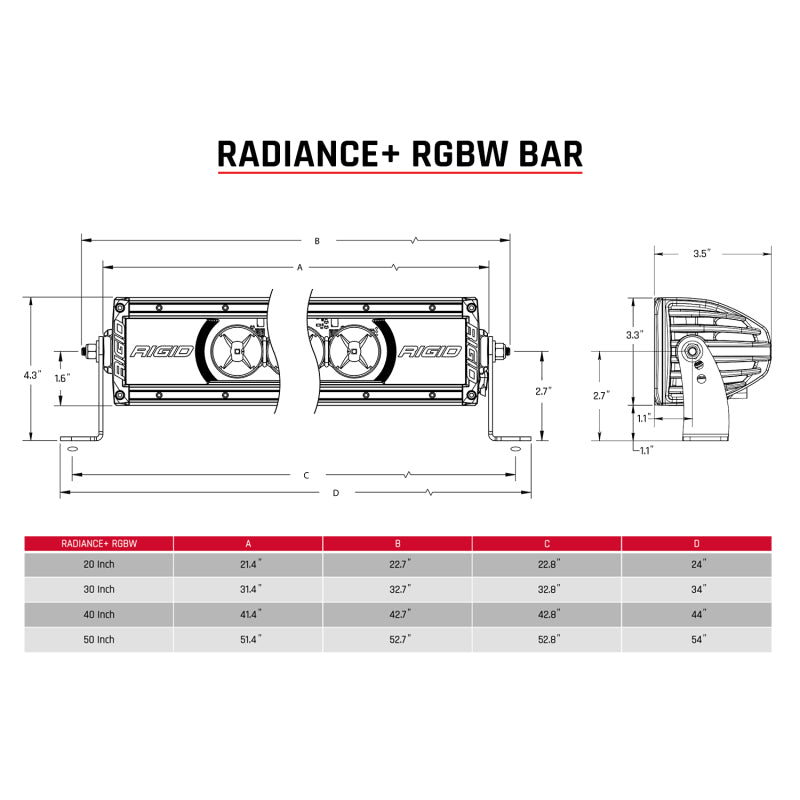 Rigid Industries Radiance+ 50in. RGBW Light Bar