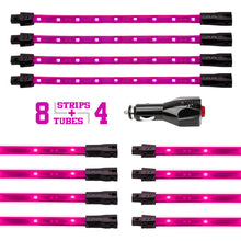 Load image into Gallery viewer, XK Glow Strip Single Color Underglow LED Accent Light Car/Truck Kit Pink - 8x24In Tube Car + 4x8In