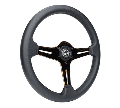 NRG Light Weight Gaming Steering Wheel - Blitz 350mm 3 Rose Gold Spokes Slits - Leather - No Dish - ST-018RG-PR