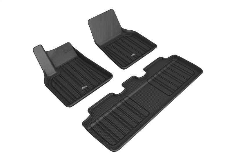 3D MAXpider 2020-2021 Tesla Model Y Elitect 1st & 2nd Row Floormats - Black 3D MAXpider