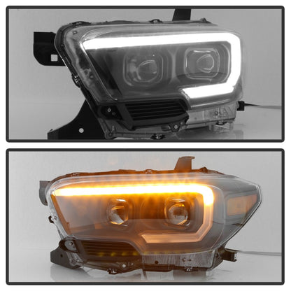 xTune 16-18 Toyota Tacoma SR/SR5 DRL Proj Headlights w/Turn Signal - Blk (PRO-JH-TTA16-SR-BK) SPYDER