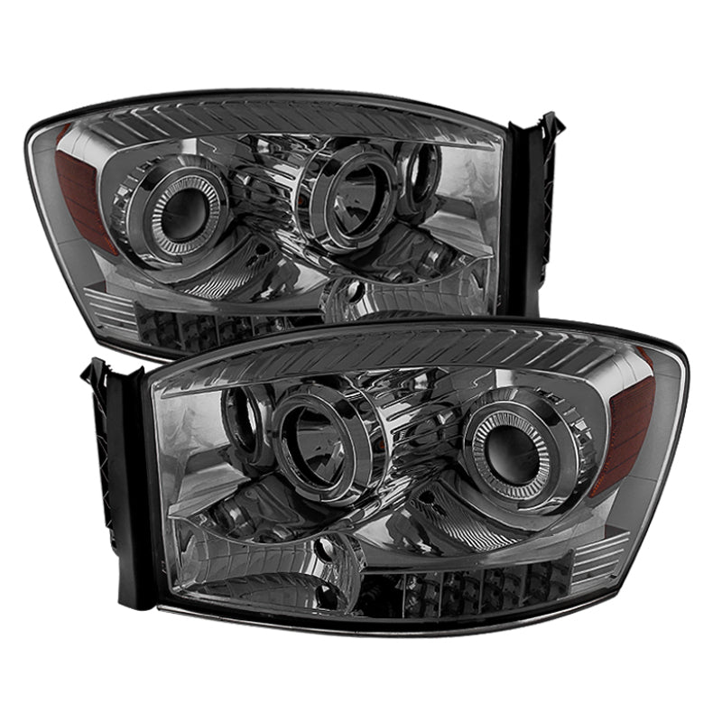 Xtune Dodge Ram 1500 06-08 / Ram 2500/3500 06-09 Halo Projector Headlights Smoked PRO-JH-DR06-LED-SM SPYDER
