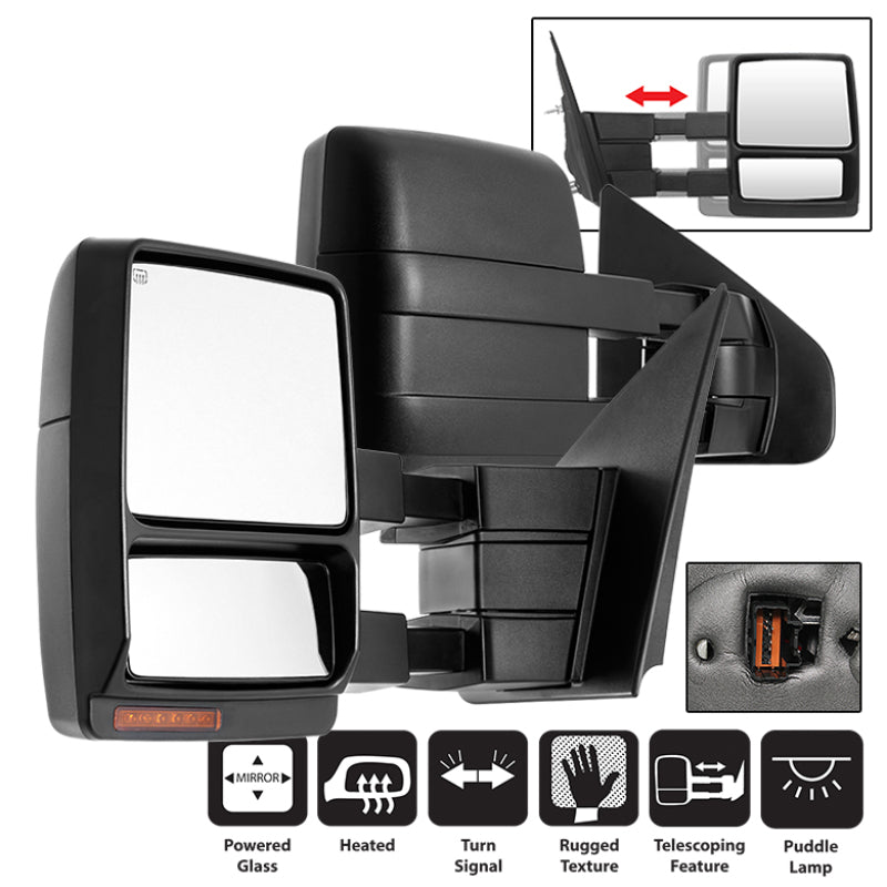 xTune Ford F150 04-06 POWER Heated Amber LED Signal Telescoping Mirror SET MIR-FF15004S-PWH-AM-SET SPYDER
