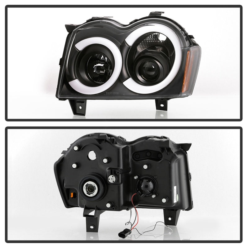 Spyder 05-07 Jeep Grand Cherokee - Light Bar Projector Headlights - Black - PRO-YD-JGC05V2-LB-BK SPYDER