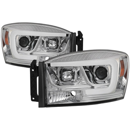 Spyder Dodge Ram 1500 06-08 V2 Projector Headlights - Light Bar DRL - Chrome (PRO-YD-DR06V2-LB-C) SPYDER