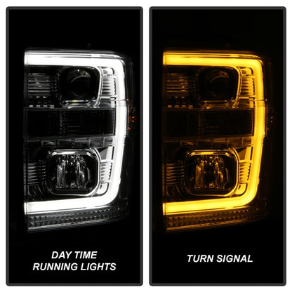 Spyder 08-10 Ford F-250 Ver 2 Proj Headlight - Switch Back Light Bar - Chrome - PRO-YD-FS08V2-SBLB-C SPYDER