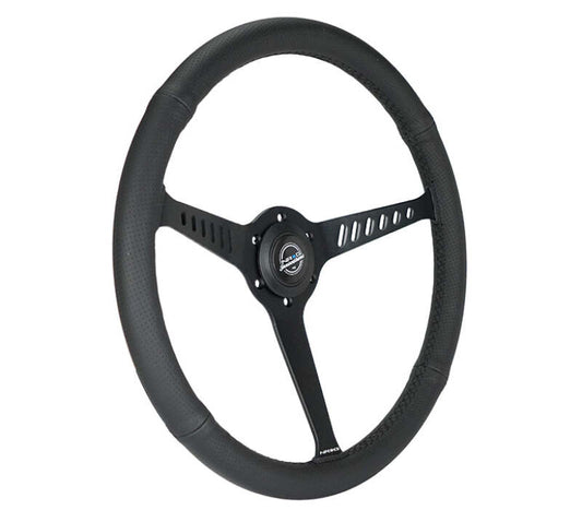 NRG Innovations 380mm Classic Stealth Steering Wheel - Perforated Leather - Black Stitch – RST-380-STL-B