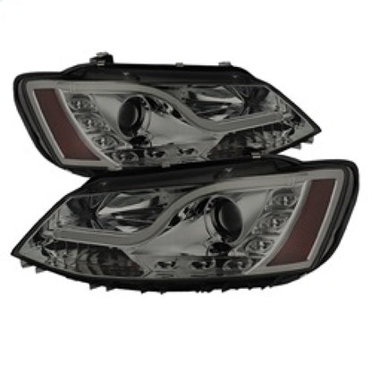 Spyder Volkswagen Jetta 11-14 Projector Headlights Halogen Light Tube DRL Smke PRO-YD-VJ11-LTDRL-SM SPYDER