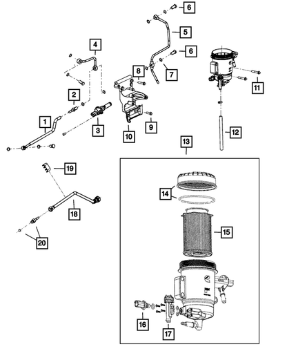 OEM Mopar Fuel Filter Replacement (68157291AA) X1