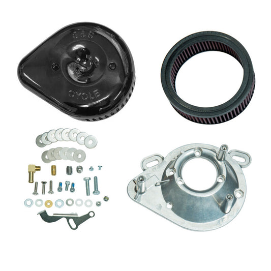 S&S Cycle 84-99 BT w/ Super E/G Carb Stealth Air Cleaner Kit w/ Gloss Black Slasher Teardrop - 170-0771