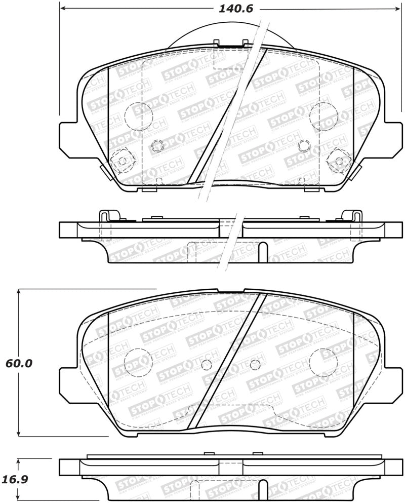 StopTech Premium Ceramic Rear Brake Pads - 308.17350