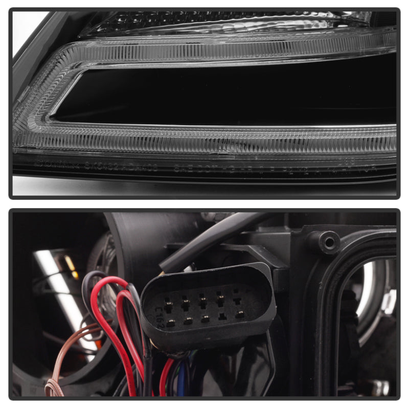 Spyder Audi A4 09-12 Projector Headlights Halogen Model Only - DRL LED Black PRO-YD-AA408-DRL-BK SPYDER