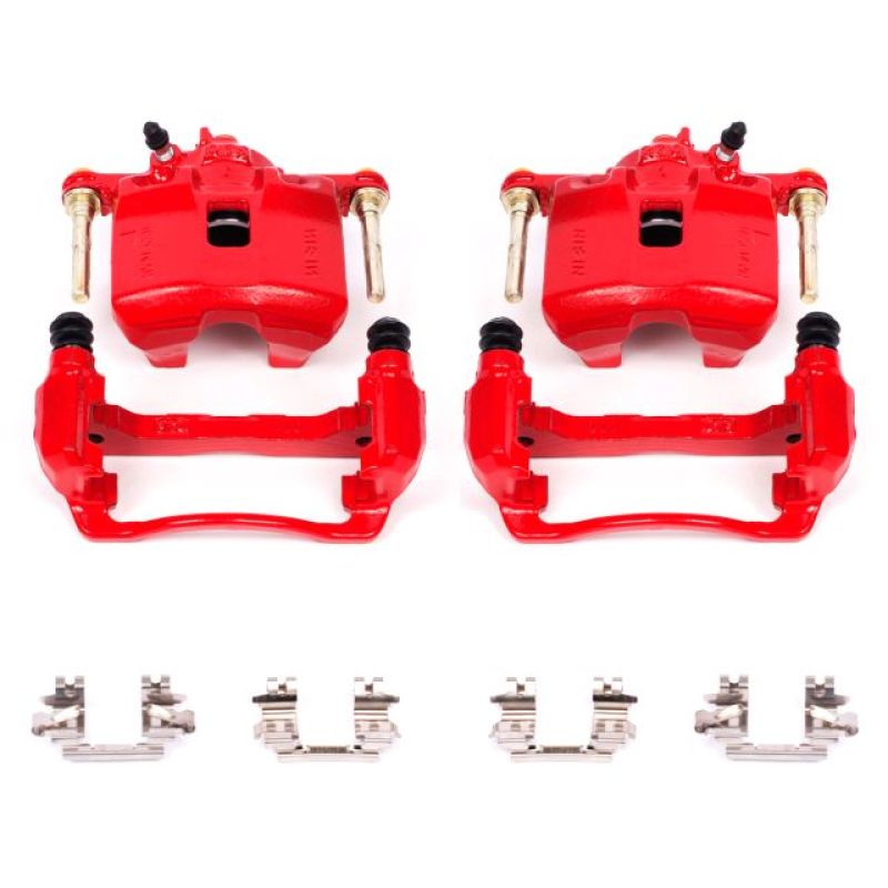 Power Stop 93-95 Honda Civic Front Red Calipers w/Brackets - Pair PowerStop