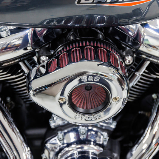 S&S Cycle M8 Gen 2 Models Stealth Air Cleaner Kit w/ 1in Filter Air Stinger 58/64/68mm TB - Chrome