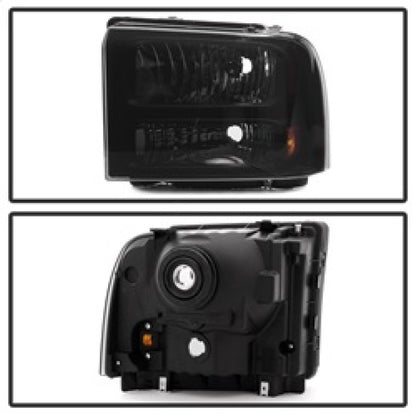 Xtune Ford F250 F350 F450 Superduty Excursion 99-04 Headlights Black Smoked HD-JH-FF25099-HA-BSM SPYDER