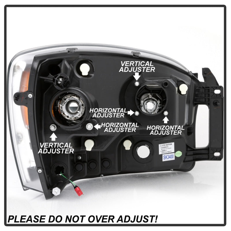 Spyder Dodge Ram 1500 06-08 V2 Projector Headlights - Light Bar DRL - Chrome (PRO-YD-DR06V2-LB-C) SPYDER