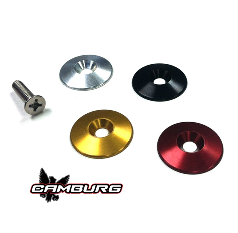 Camburg Black Fender Washer 10 Pack (aluminum washer bolt body clip 1/8in. tab)