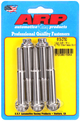 ARP 3/8 in.-16 RH Thread, 2.750 in 12 Point SS 300 Bolts - Set of 5