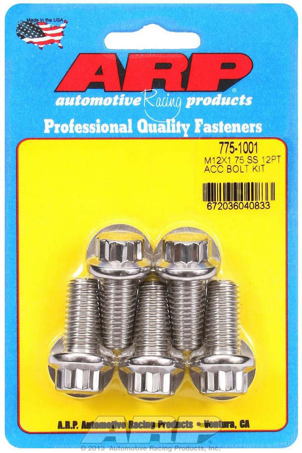 ARP M12 x 1.75 x 25mm 12pt Stainless Steel Bolts (Set of 5) - 775-1001
