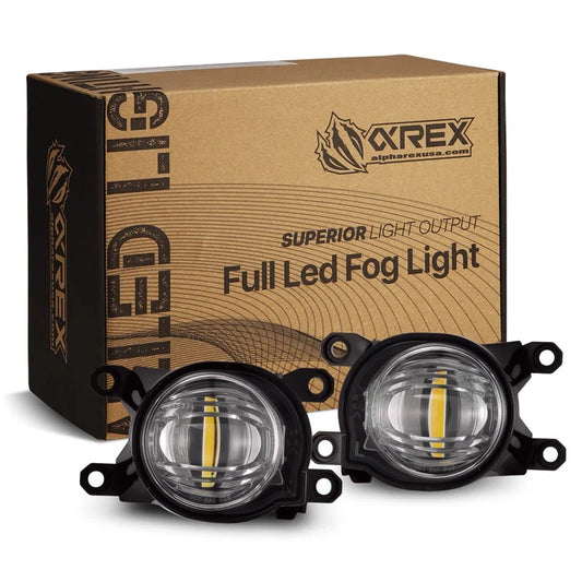 AlphaRex 210022 DoubleTap dual color LED projector fog lights for select Toyota and Lexus models with Alpha-Black housing and clear lenses