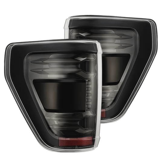 AlphaRex 653028 LUXX-Series LED tail lights for 2024-2026 Ford F-150 and F-150 Raptor with Alpha-Black housing and clear lenses