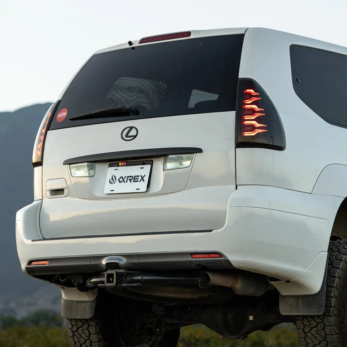 AlphaRex 678012 LUXX-Series LED tail lights for 2003-2009 Lexus GX 470 with black housing and clear lenses