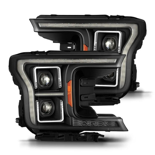 AlphaRex 880250 18-20 Ford F150 (MK II 14th Gen Style) LUXX-Series LED Projector Headlights Black - 880250