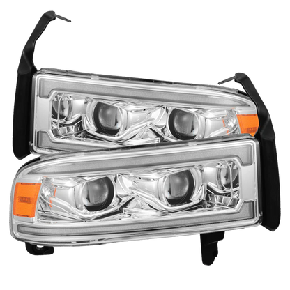 AlphaRex 94-01 Dodge Ram 1500 LUXX LED Headlights Chrome w/ Activ. Light Seq. Signal and SB DRL