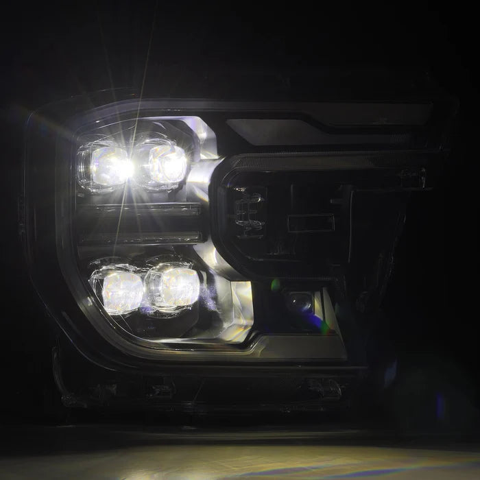 AlphaRex 880893 NOVA-Series LED projector headlights for 2024-2026 Ford Ranger and Ranger Raptor with black housings, 3D Ice Cube projectors, and selectable white or amber DRLs