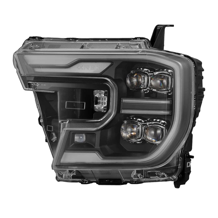 AlphaRex 880893 NOVA-Series LED projector headlights for 2024-2026 Ford Ranger and Ranger Raptor with black housings, 3D Ice Cube projectors, and selectable white or amber DRLs