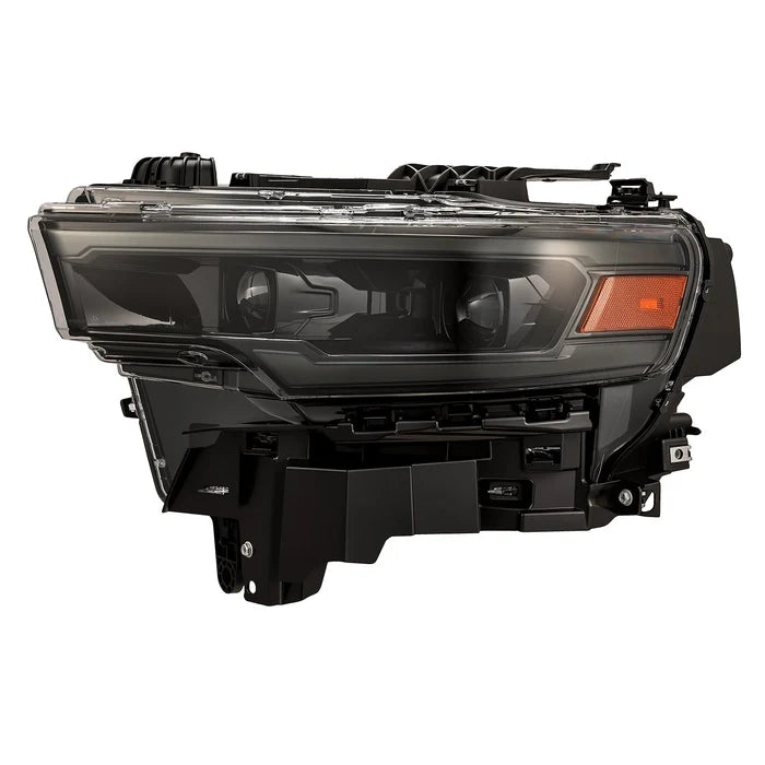 AlphaRex 880906 LUXX-Series LED projector headlights for 2025-2026 Ram 1500 with Alpha-Black housings, selectable white or amber DRLs, and sequential turn signals