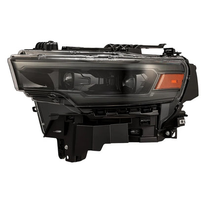 AlphaRex 880906 LUXX-Series LED projector headlights for 2025-2026 Ram 1500 with Alpha-Black housings, selectable white or amber DRLs, and sequential turn signals