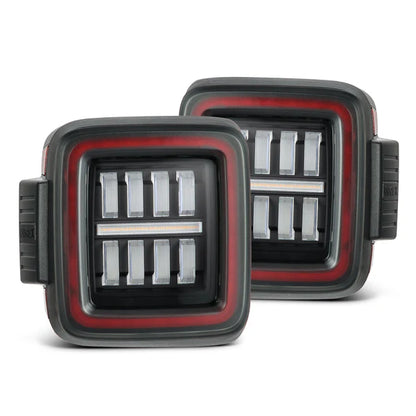 AlphaRex 2018+ Jeep Wrangler JL NOVA-Series Prismatic LED Tail Lights - Black/Red