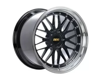 BBS LM-R 20x9.5 5x120 ET23 Black w/ Blue Metallic Flake / Diamond Cut Lip Wheel 82mm PFS/Clip Requir LM317BB-BKBD