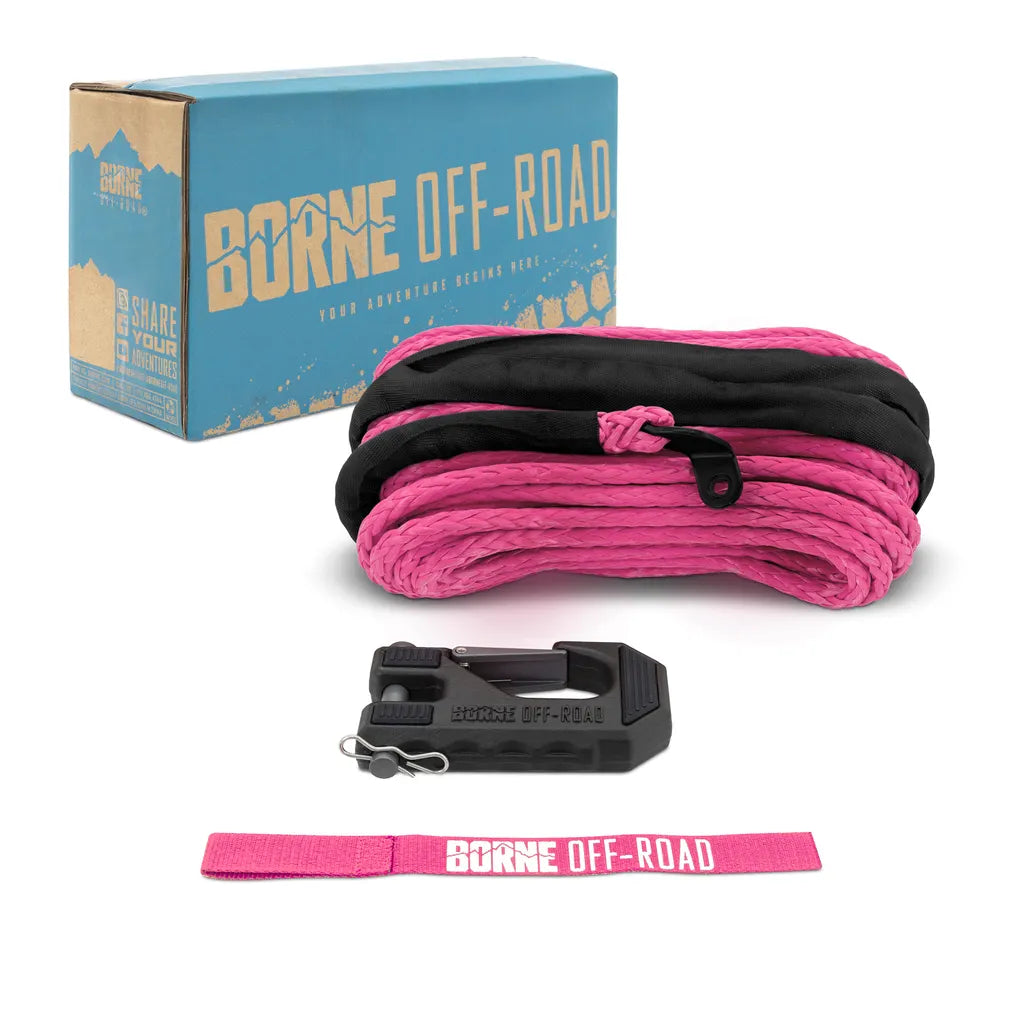 Borne Off-Road Winch Hook - 3/8in Rope - Hand Strap - Pink - BNWN-SR-38-85KPK