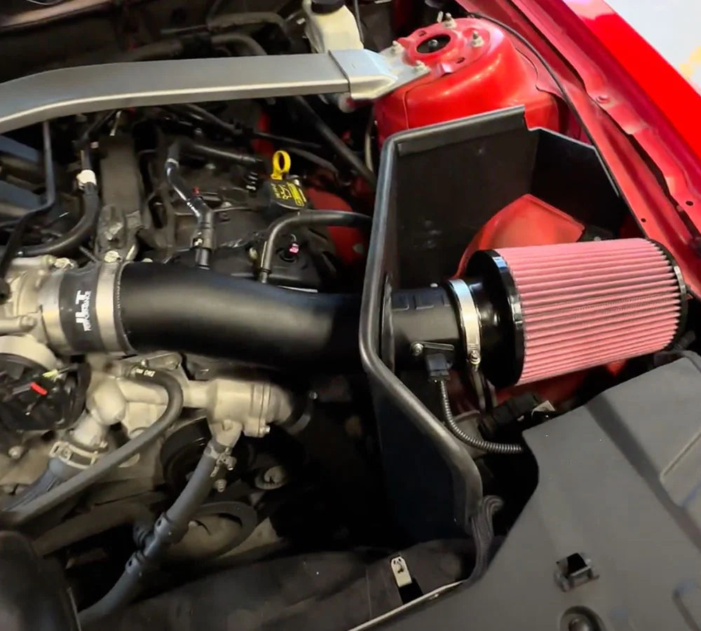 JLT COLD AIR INTAKE FOR 2011-2014 MUSTANG V6-Black Textured - Kit w/Red Filter JLT
