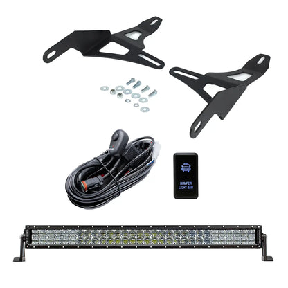 Cali Raised 16-23 Toyota Tacoma 32in Lower Bumper Hidden LED Light Bar Kit