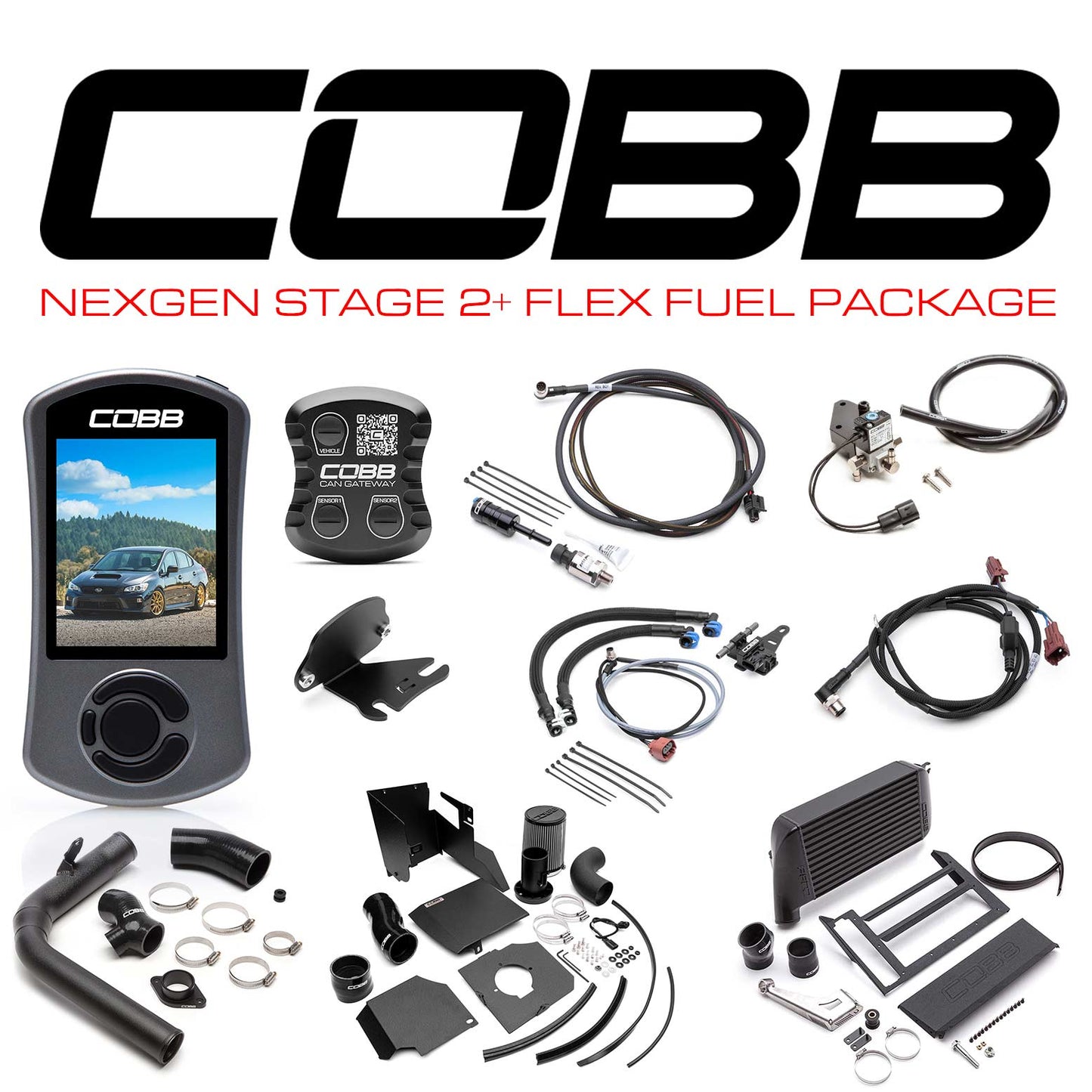 COBB 18-21 Subaru WRX NexGen Stage 2 + CAN Flex Fuel Power Package (SF Intake) - Black SUB004NG2W2-BK2FF